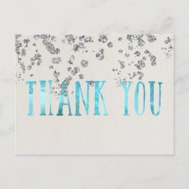 きらめくシーブルーフェイクとシルバーシークイン ポストカード