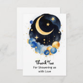 きらめくスカイベビーシャワームーン&スターズテーマ サンキューカード (正面/裏面)
