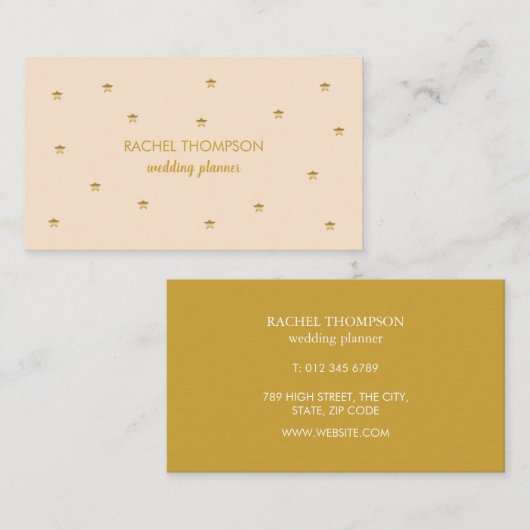 きらめくスタイリッシュ金ゴールド星 名刺 (正面/裏面)