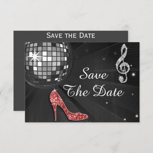 きらめくスチレットヒールの第55誕生日の保存日付 セーブザデート (正面/裏面)