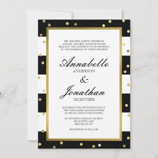 きらめくストライプ |エレガントなウェディング招待状 招待状 (正面)