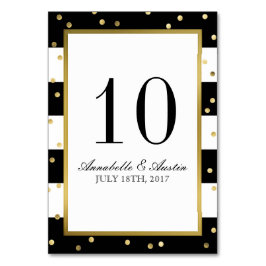 きらめくストライプ |エレガントウェディングテーブルカード テーブルナンバー