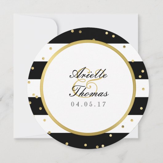 きらめくストライプ |ラウンド結婚式招待状 招待状 (裏面)