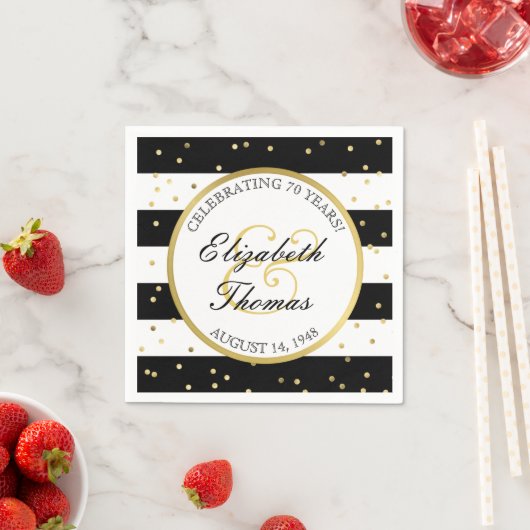 きらめくストライプ | 70周年記念結婚パーティー スタンダードカクテルナプキン (インサイチュ)