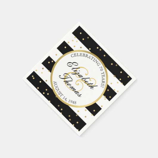 きらめくストライプ | 70周年記念結婚パーティー スタンダードカクテルナプキン (角)