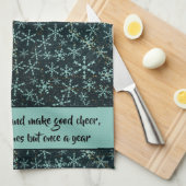 きらめくスノーフレークスホワイトブルーインブラックスカイ引用文 キッチンタオル (四つ折り)