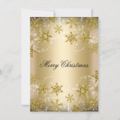 きらめくスノーフレーク金ゴールドクリスマスホリデーパーティー 招待状 (裏面)