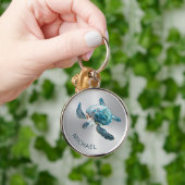 きらめくターコイズウミガメ | 沿岸 キーホルダー (手)