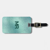 きらめくターコイズ虹色のテクスチャ ラゲッジタグ (正面横)