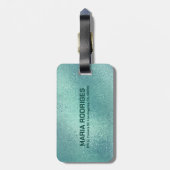 きらめくターコイズ虹色のテクスチャ ラゲッジタグ (裏面縦)