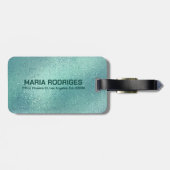 きらめくターコイズ虹色のテクスチャ ラゲッジタグ (裏面横)