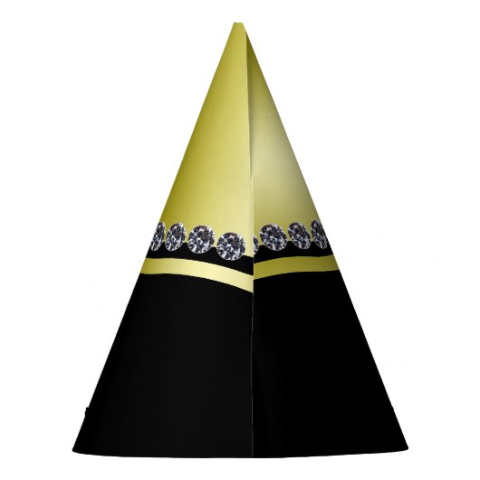 きらめくダイヤモンド及び金ゴールドの弓第65誕生日 パーティーハット (裏面)