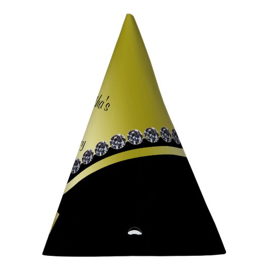 きらめくダイヤモンド及び金ゴールドの弓第65誕生日 パーティーハット (右)