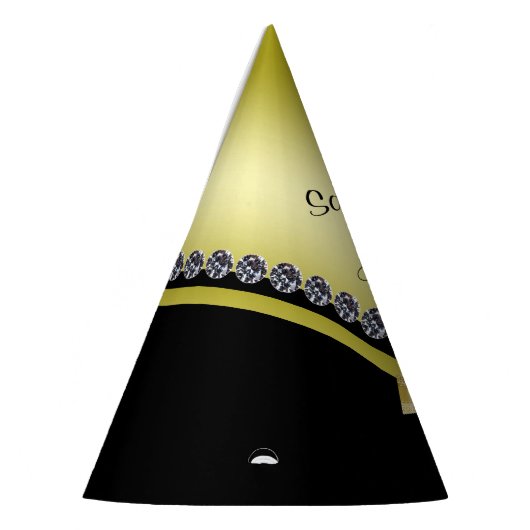 きらめくダイヤモンド及び金ゴールドの弓第70誕生日 パーティーハット (左)