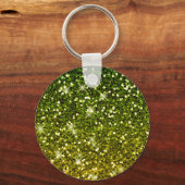 きらめくダークグリーン金ゴールドグリッター キーホルダー (正面)