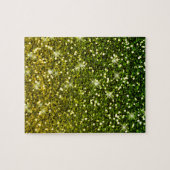 きらめくダークグリーン金ゴールドグリッター ジグソーパズル (横)