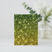 きらめくダークグリーン金ゴールドグリッター ポストカード (スタンド正面)