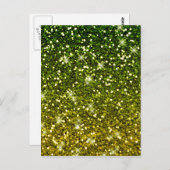 きらめくダークグリーン金ゴールドグリッター ポストカード (正面/裏面)