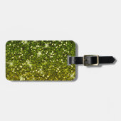 きらめくダークグリーン金ゴールドグリッター ラゲッジタグ (正面横)