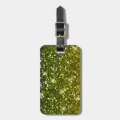 きらめくダークグリーン金ゴールドグリッター ラゲッジタグ (正面縦)