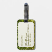 きらめくダークグリーン金ゴールドグリッター ラゲッジタグ (裏面縦)