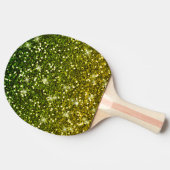 きらめくダークグリーン金ゴールドグリッター 卓球ラケット (横)