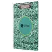 きらめくティール（緑がかった色）のグリッター クリップボード (左)