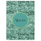 きらめくティール（緑がかった色）のグリッター クリップボード (裏面)