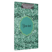 きらめくティール（緑がかった色）のグリッター クリップボード (右)