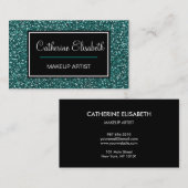 きらめくティール（緑がかった色）の青いグリッター、ガーリーかわいらしい 名刺 (正面/裏面)
