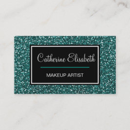きらめくティール（緑がかった色）の青いグリッター、ガーリーかわいらしい 名刺