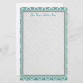 きらめくティール(緑がかった色)カスタム文房具 便箋 (正面/裏面)