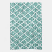 きらめくティール(緑がかった色) キッチンタオル (縦)