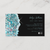 きらめくティール（緑がかった色）グリッター名刺 名刺 (裏面)
