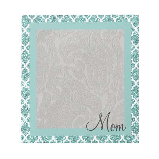 きらめくティール(緑がかった色) ノートパッド (正面)