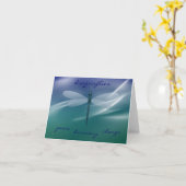 きらめくトンボの象徴的なノートカード カード (黄色い花)