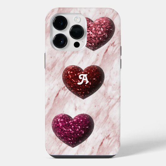 きらめくハートのモノグラム iPhoneケース (裏面)
