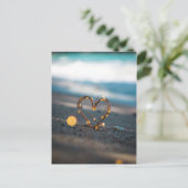 きらめくハートビーチ |ロマンチックユニークな写真 ポストカード (スタンド正面)