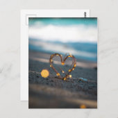 きらめくハートビーチ |ロマンチックユニークな写真 ポストカード (正面/裏面)