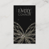 きらめくバタフライモダンブラックビジネスカード 名刺 (正面)
