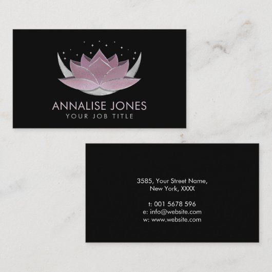 きらめくバラシルバーロータスアンドムーン 名刺 (正面/裏面)
