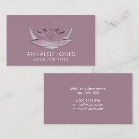 きらめくバラシルバーロータスアンドムーン 名刺 (正面/裏面)