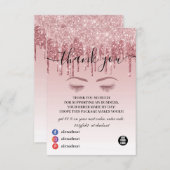 きらめくバラ金ゴールドフェイクグリッターサンキューカード サンキューカード (正面/裏面)