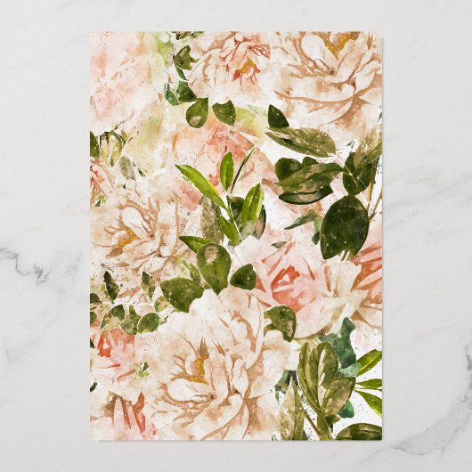 きらめくバラ金ゴールドロマンスウォーター結婚カラー 箔招待状 (裏面)