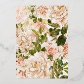 きらめくバラ金ゴールドロマンスウォーター結婚カラー 箔招待状 (裏面)