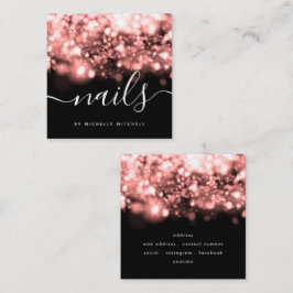 きらめくバラ金ゴールド灯爪、 ネイル技術者 スクエア名刺