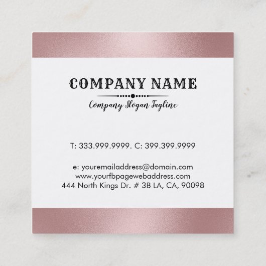 きらめくバラ-金ゴールド&ブラックローレルリース スクエア名刺 (裏面)