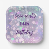 きらめくパステルバースデーパーティープレートデザイン ペーパープレート (正面)