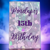 きらめくパステル紙吹雪誕生日 ミディアムペーパーバッグ