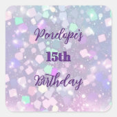 きらめくパステル誕生祝いシール スクエアシール (正面)